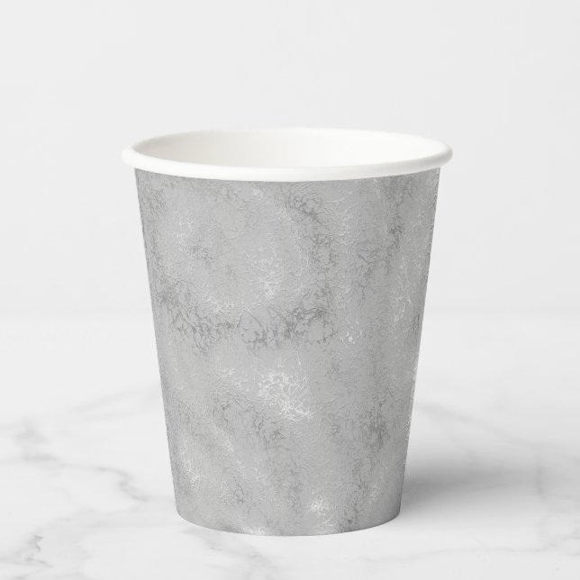Silver metallic texture rustic shimmer stylish paper cups (Front)
