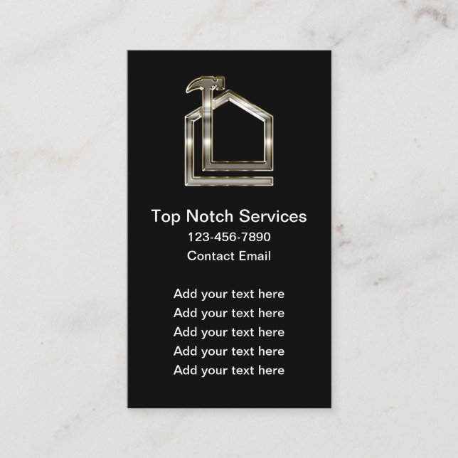 Silver Metallic Tone Home Services Business Card (Front)