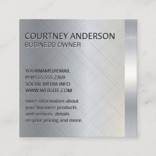 Silver Metallic Trim Square Business Card