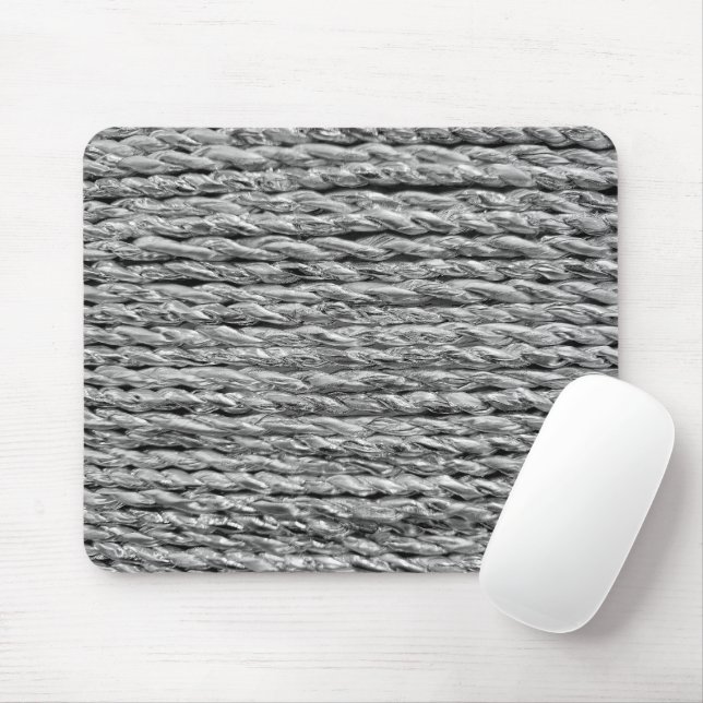 Silver Metallic Wicker Pattern Mouse Pad (With Mouse)