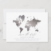 Silver metallic world map wedding