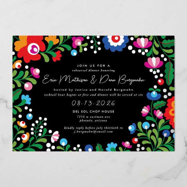 Silver Mexican Embroidery Wedding Rehearsal Dinner (Front)