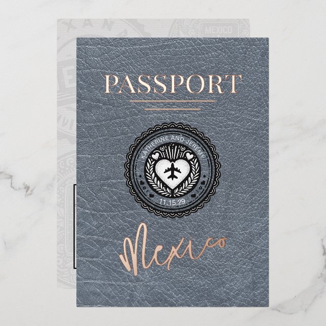 Silver Mexico Passport Wedding (Front/Back)