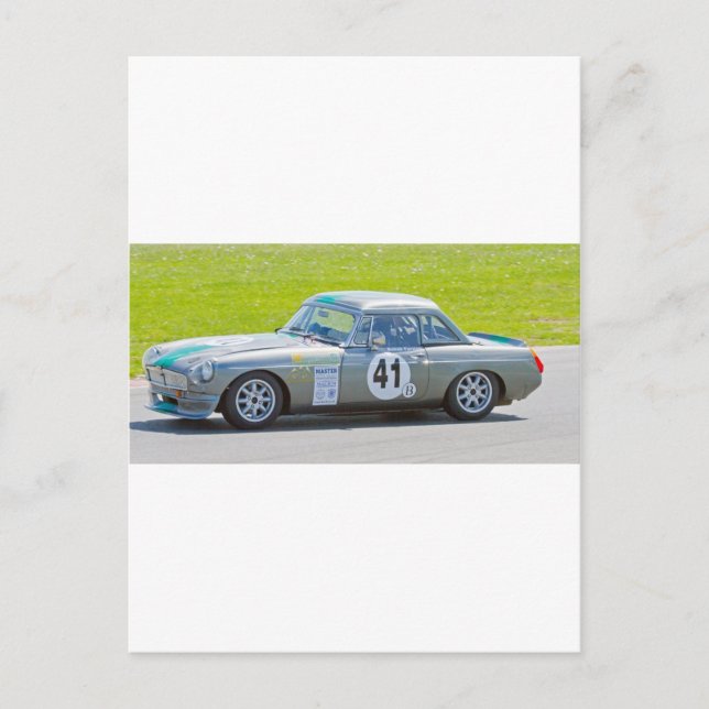 Silver MG racing car Postcard (Front)