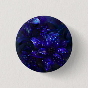 Silver Midnight Blooms 3 Cm Round Badge