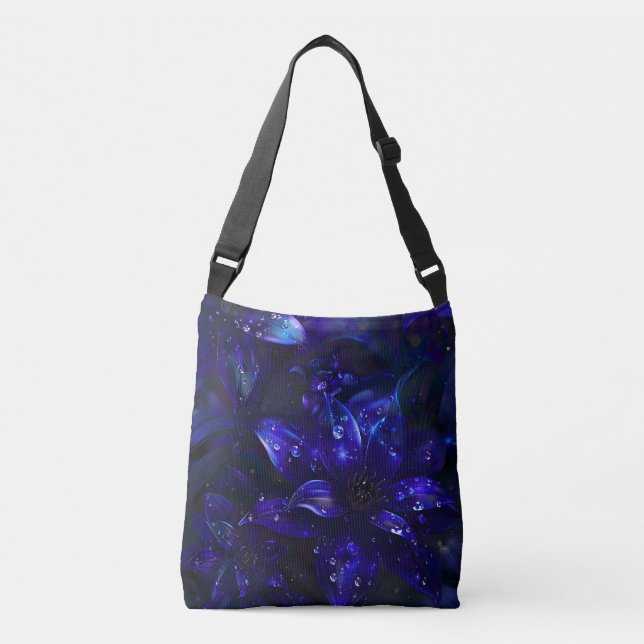 Silver Midnight Blooms Crossbody Bag (Front)