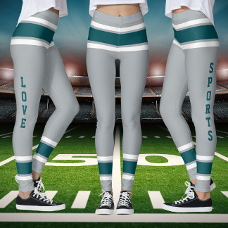 Silver Midnight Green Team Jersey Love Sports Leggings