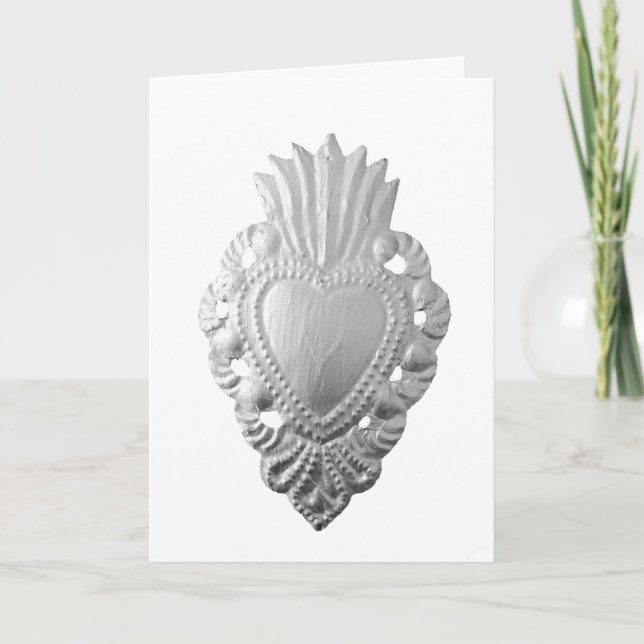 Silver Milagro heart greeting card (Front)