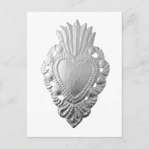 Silver Milagro heart Postcard