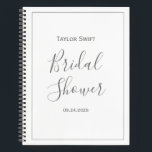 Silver Minimalist Baby Shower Gift Log Notebook<br><div class="desc">Keep your baby shower organised in style with this Minimalist Silver Baby Shower Gift List Notebook. Designed for elegance and function, this notebook is perfect for tracking gifts, guest names, and thank-you notes. The sleek silver design makes it ideal for any modern or neutral baby shower theme. Whether you're planning...</div>