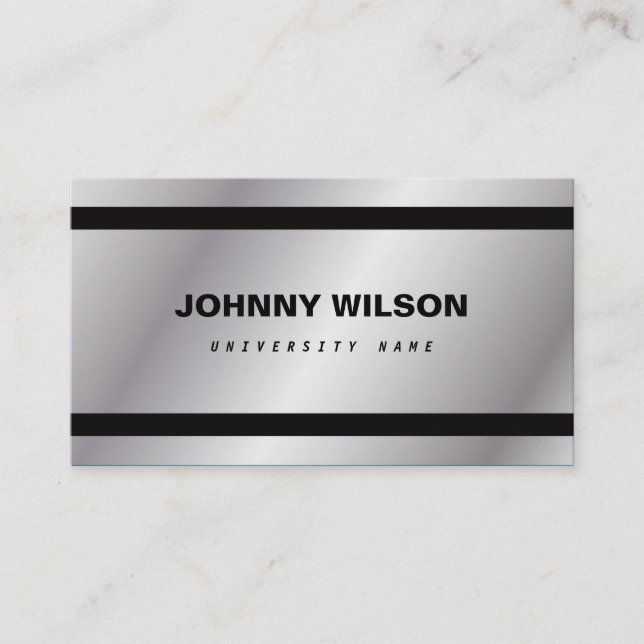 Silver Minimalist Graduate Student Business Card (Front)