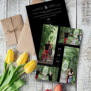 Silver Minimalist Modern 4 Photos Collage Wedding