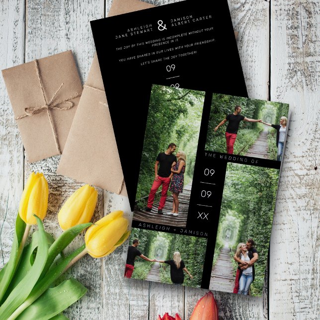 Silver Minimalist Modern 4 Photos Collage Wedding (Creator Uploaded)