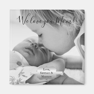 Silver Minimalist Photo Mother's Day Magnet