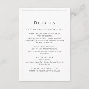 Silver Minimalist Wedding Details Card