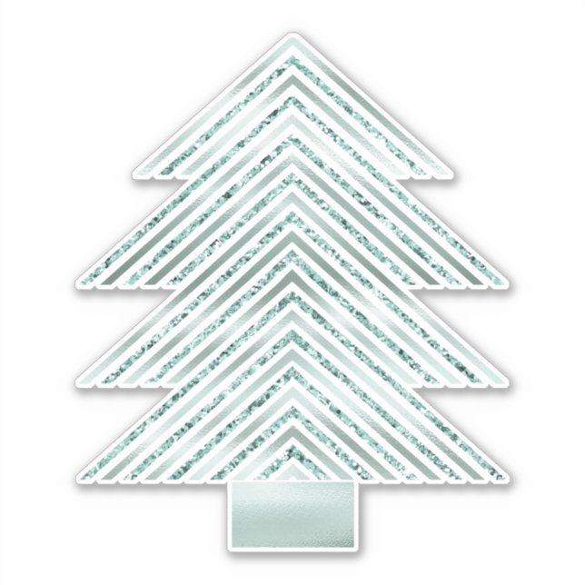 Silver Mint Christmas Tree Glitter Stripes (Front)