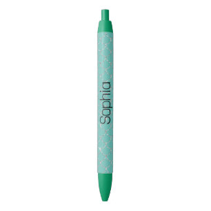 Silver Mint Mermaid  Black Ink Pen