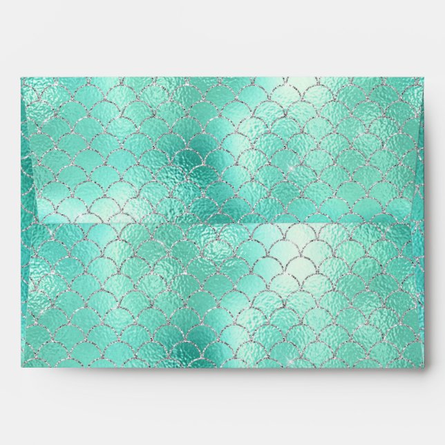 Silver Mint Mermaid Envelope (Back (Top Flap))
