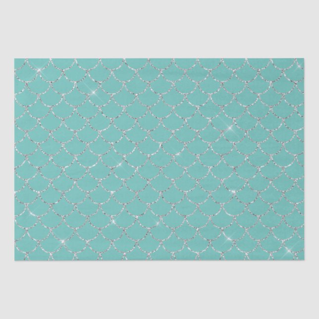 Silver Mint Mermaid  Tissue Paper (Front)