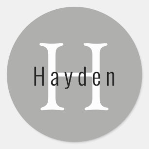 Silver Modern Custom Monogram Cute Trendy Simple Classic Round Sticker