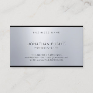 Silver Modern Elegant Professional Glamourous Plai Business Card
