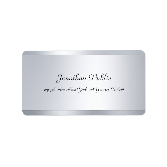 Silver Modern Elegant Script Glamorous Template Label (Front)