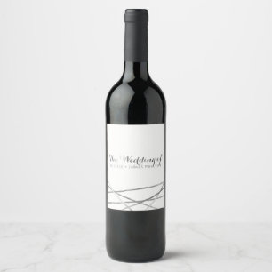 Silver Modern Geometric Lines Custom Glam Wine Wine Label