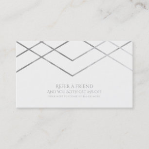 Silver Modern Geometric Lines Refer a Friend Referral Card