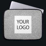 Silver Modern Glitter - Custom Logo Promotional Laptop Sleeve<br><div class="desc">Silver Modern and Professional Faux Glitter and Sparkle Elegant Custom Logo Promotional Corporate Laptop Bag or Sleeve Promotional Case for a Beauty Industry Gift. This case can be customised to include your company or business logo.</div>