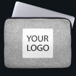 Silver Modern Glitter - Custom Logo Promotional Laptop Sleeve<br><div class="desc">Silver Modern and Professional Faux Glitter and Sparkle Elegant Custom Logo Promotional Corporate Laptop Bag or Sleeve Promotional Case for a Beauty Industry Gift. This case can be customised to include your company or business logo.</div>