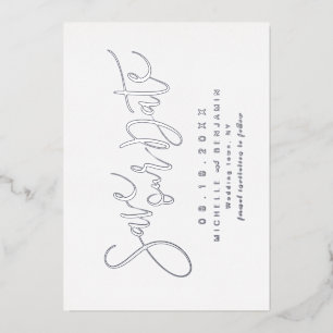 Silver Modern Script Simple Save The Date