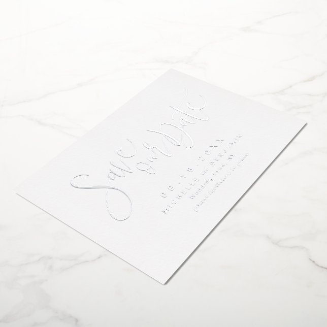 Silver Modern Script Simple Save The Date (Rotated)
