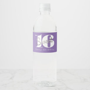 Silver & Modern, Sweet 16 Water Bottle Label