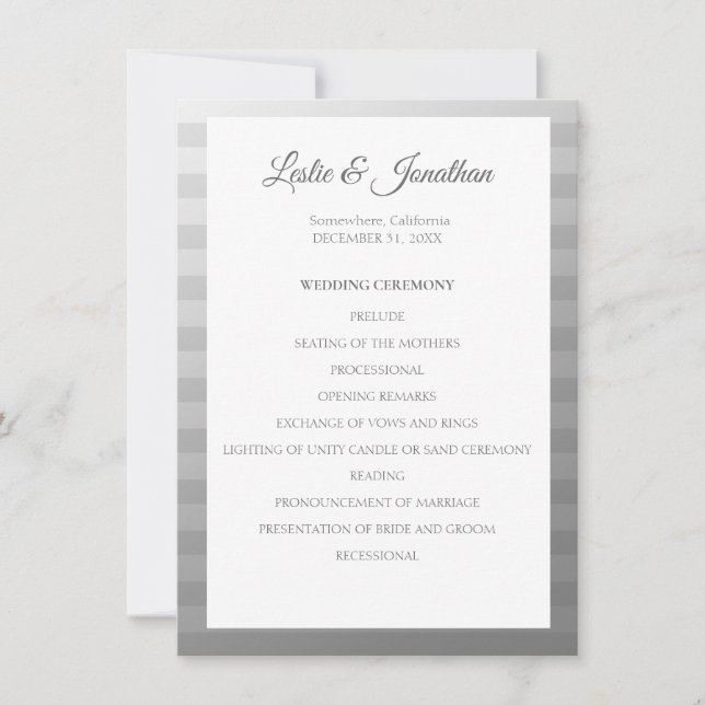 Silver Modern Wedding Ceremony Program V2 Invitation (Front)