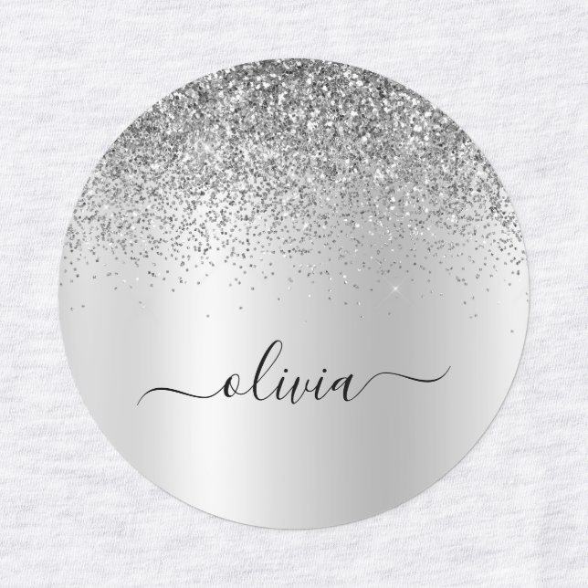 Silver Monogram Glitter Sparkle Girly Script (Design 1)