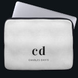 Silver monogram initails name minimalist metal laptop sleeve<br><div class="desc">A classic faux silver metallic looking background. Personalise and add your monogram initials and full name. Modern,  trendy and simple. For both him and her.</div>