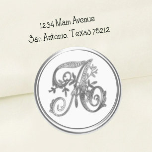 Silver Monogram Initial on Any Colour Envelope Sea Classic Round Sticker