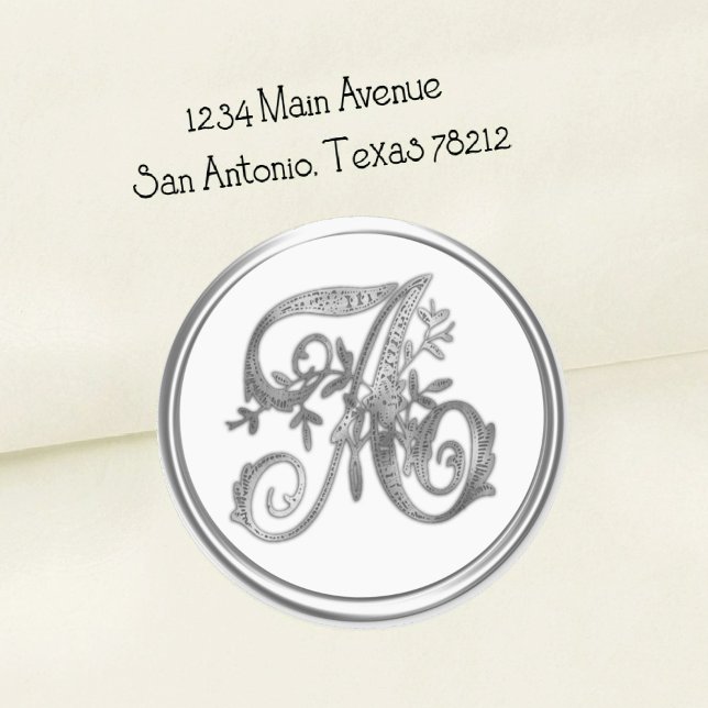 Silver Monogram Initial on Any Colour Envelope Sea Classic Round Sticker (Creator Uploaded)