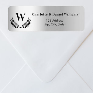 Silver monogram initial return address