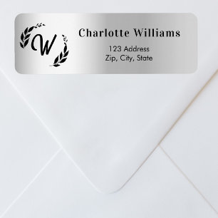 Silver monogram initial return address