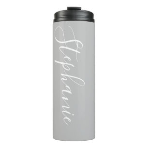 Silver Monogram modern script Thermal Tumbler