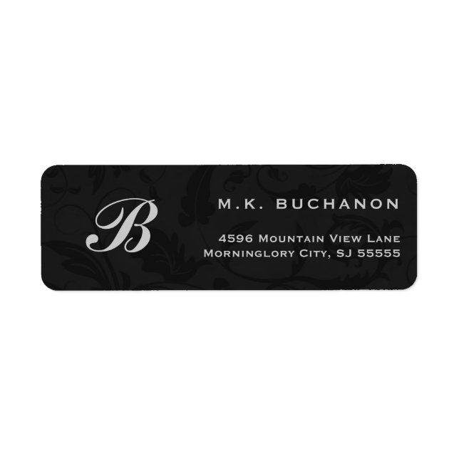 Silver Monogram on Black Damask (Front)