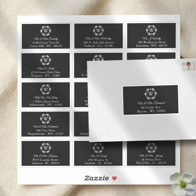 Silver Monogram Poker Chip Casino Wedding Address (Creator Uploaded)