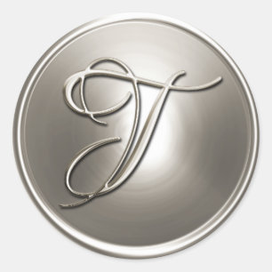 Silver Monogram T Envelope Seal