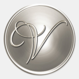 Silver Monogram V Envelope Seal