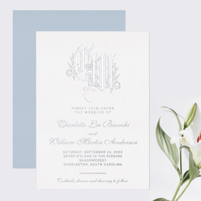 Silver Monogram Wedding Ice Blue (I wish you happiness!!!)