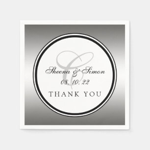 Silver Monogram Wedding Paper Napkins
