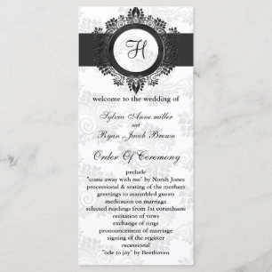 silver monogram Wedding program Programme