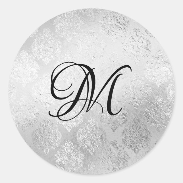 Silver Monogram Wedding Sticker (Front)