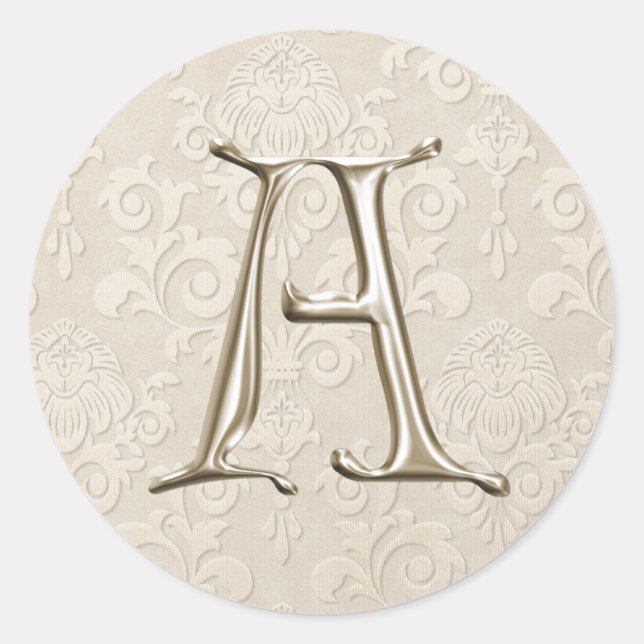 Silver Monogram Wedding Stickers - letter A (Front)